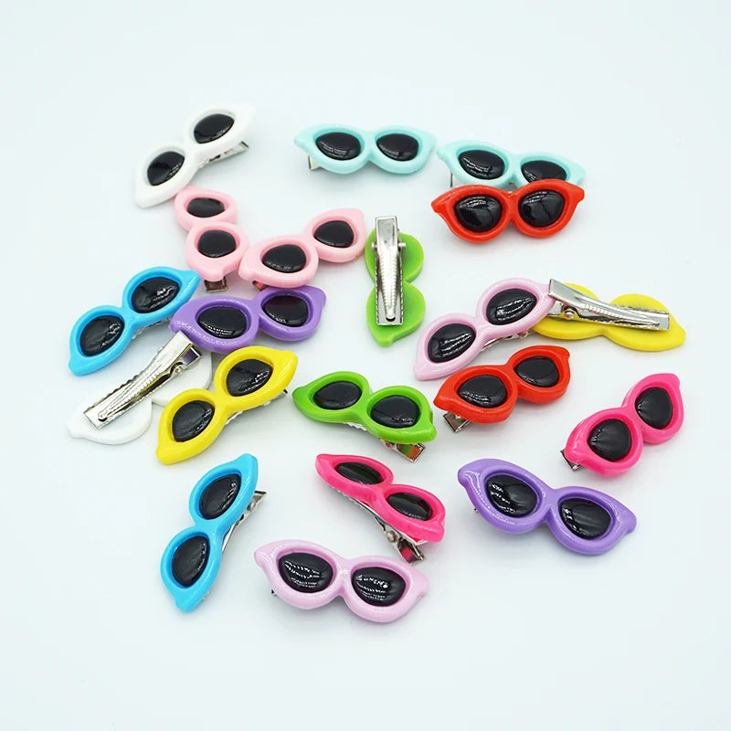 10 Pieces Plastic Pet Hair Clips Sunglasses Shape Hairpin For Small Dog Grooming Hair Accessories