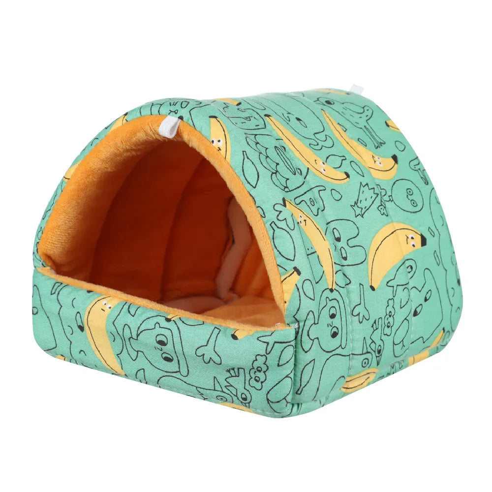 Cute Cartoon Rabbit Squirrel Mini Cage Guinea Pig Nest Small Animal Mice Rat Pet Sleeping Bed Hamster House Winter Warm Soft Mat