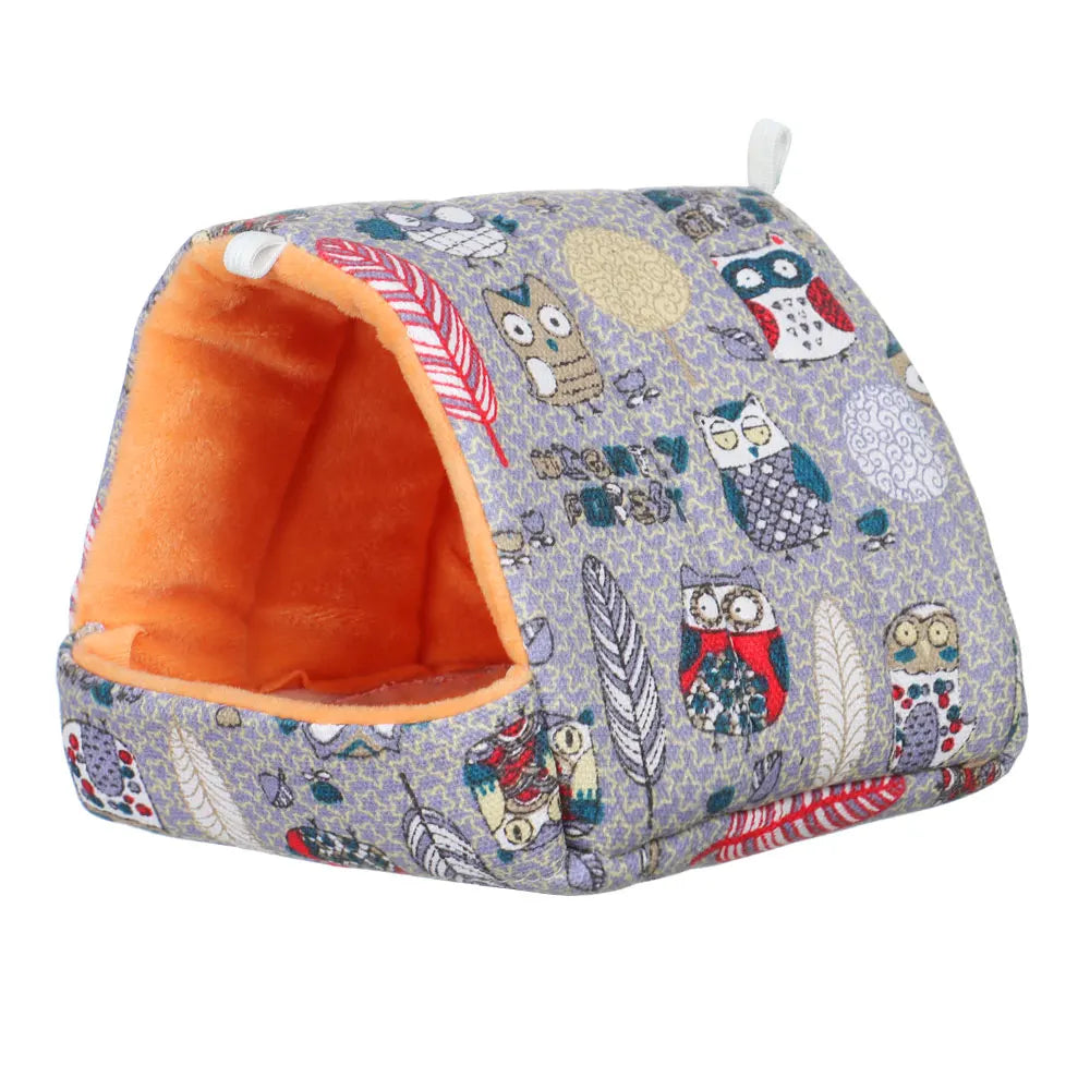 Cute Cartoon Rabbit Squirrel Mini Cage Guinea Pig Nest Small Animal Mice Rat Pet Sleeping Bed Hamster House Winter Warm Soft Mat