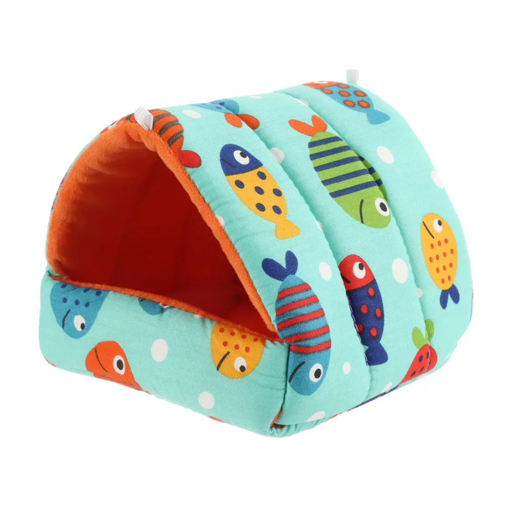 Cute Cartoon Rabbit Squirrel Mini Cage Guinea Pig Nest Small Animal Mice Rat Pet Sleeping Bed Hamster House Winter Warm Soft Mat