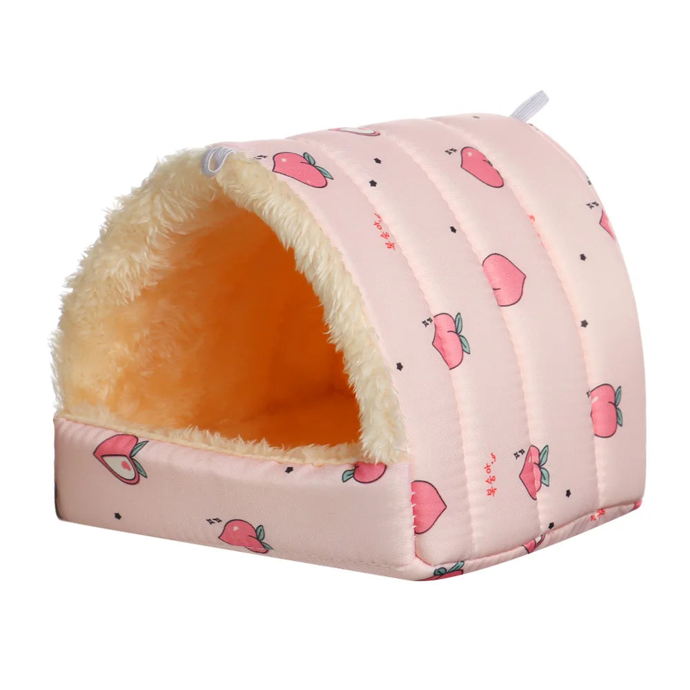 Cute Cartoon Rabbit Squirrel Mini Cage Guinea Pig Nest Small Animal Mice Rat Pet Sleeping Bed Hamster House Winter Warm Soft Mat