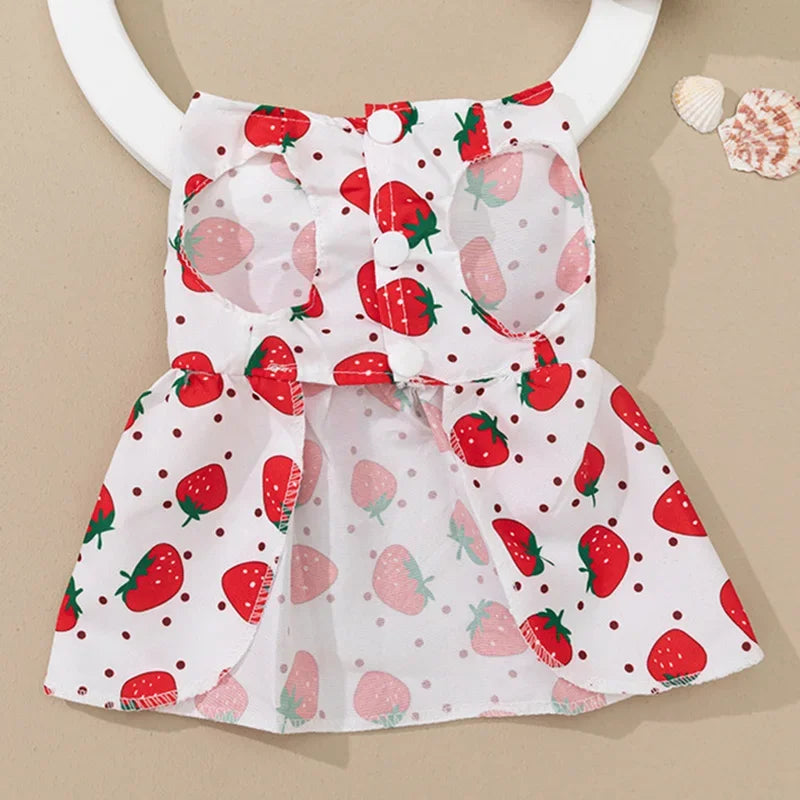 Cute Print Rabbit Clothes Summer Pet Dresses with Bow for  Rabbits Small Animals Clothing Outfit Bunny Dress Pet Supplies