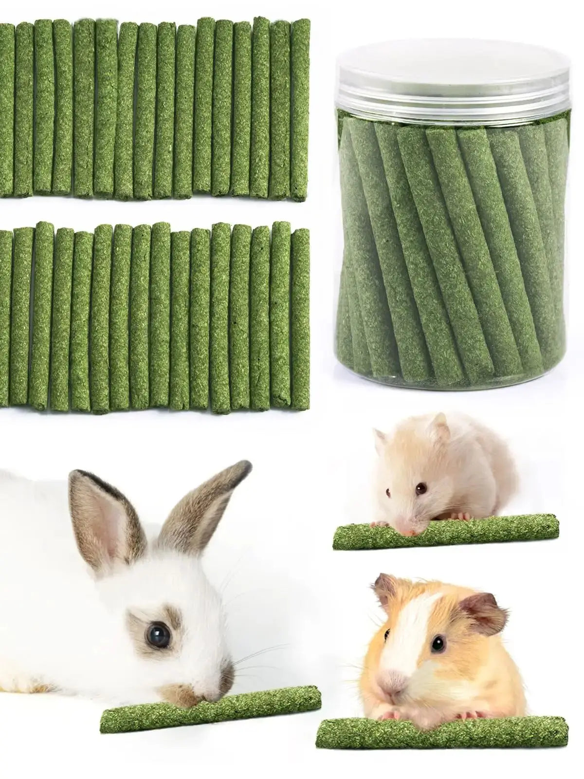 Timothy Hay Sticks for Rabbits 38PCS, Natural Timothy Grass Molar Teeth Stick Chew Toys for Bunnies Chinchillas Guinea Pigs