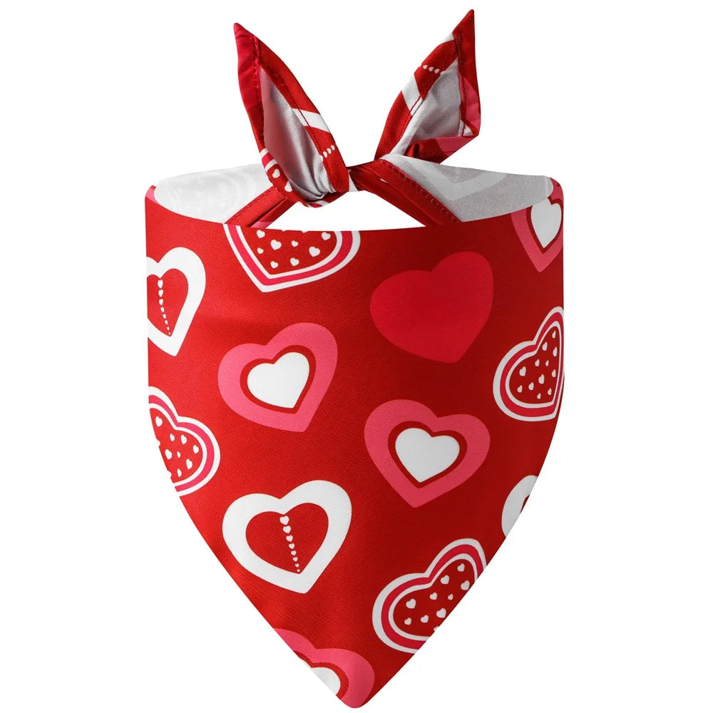 Sucado Valentine's Day Dog Bandana Triangle Bib Scarf with Heart and Love Patterns Pet Neckerchief Accessories for Puppy Cat