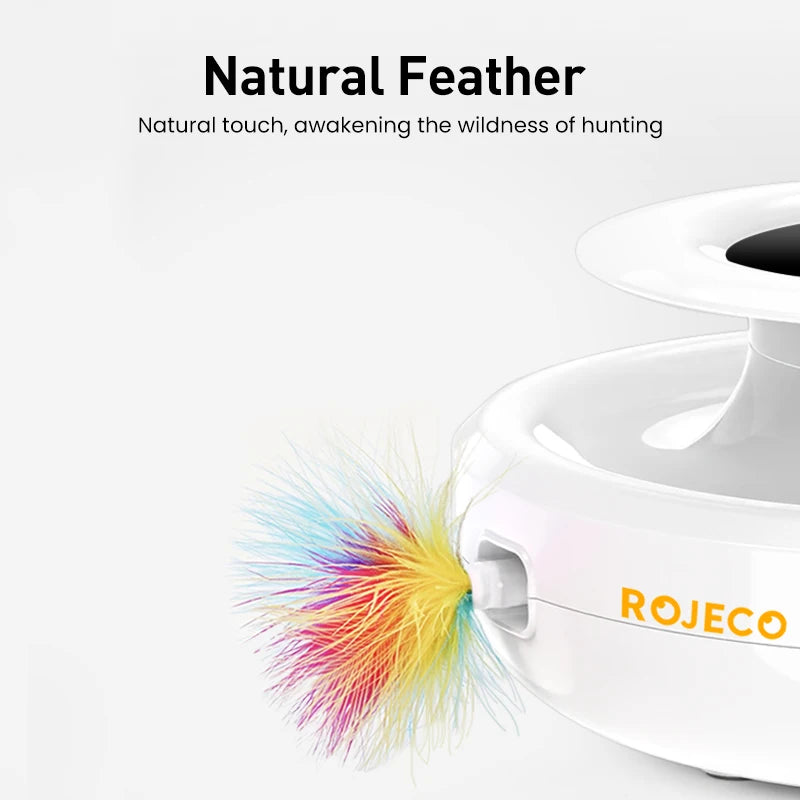 ROJECO 2 in 1 Smart Cat Toys Automatic Feather Fun Ball Toy Set For Cat  Modes Electronic Interactive Pet Toy Accessories