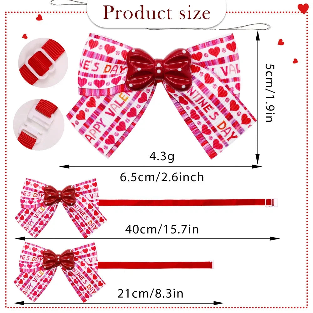 10PCS New Dog Bowties Pink Style Dog Accessories For Valentine's Day Adjustable Pet Dog Bow Ties Collars Pet Supplies For Dogs