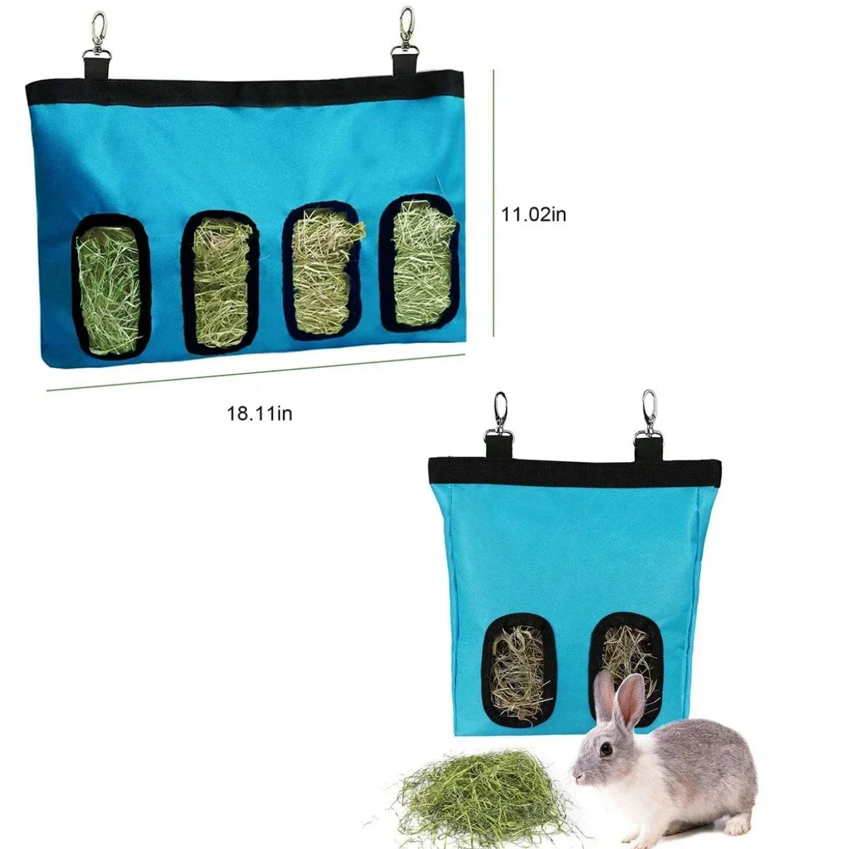 Hay Bag Hanging Pouch Feeder Holder Feeding Dispenser Container for Rabbit Guinea Pig Small Animals Pet Bunny Cage