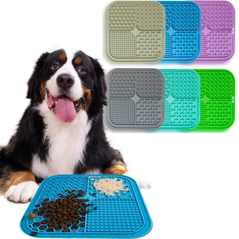 Pet Slow Food Plate Dog Bathing Distraction Silicone Pet Lick Silicone Mat for Dogs Dog Sucker Food Training Dog Feeder Supplies