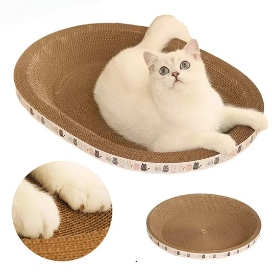 Corrugated Cat Scratcher Cat Scrapers Round Oval Grinding Claw Toys for Cats Wear-Resistant Cat Bed Nest Cat