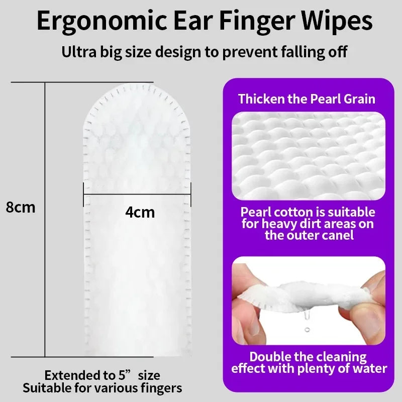 Dog Ear Cleaner Finger Wipes，Premium Ear Finger Wipes for Dogs Cats 50 Pcs Reduce Earwax Buildup Sooths Deodorizes Relieve Ear Itching Inflammation, Fresh Coconut Scent, Natural Ingredients