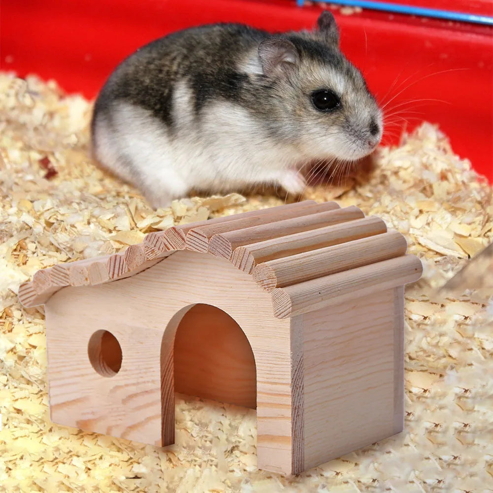 Hamster Hedgehog Sleeping Beds Portable Wood Anti-mite Small Animal Cozy House Evade Assembling Cottage Pet Supplies