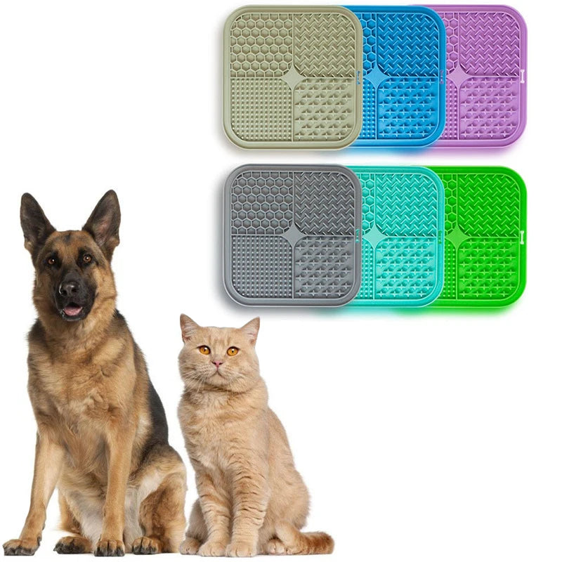 Pet Slow Food Plate Dog Bathing Distraction Silicone Pet Lick Silicone Mat for Dogs Dog Sucker Food Training Dog Feeder Supplies