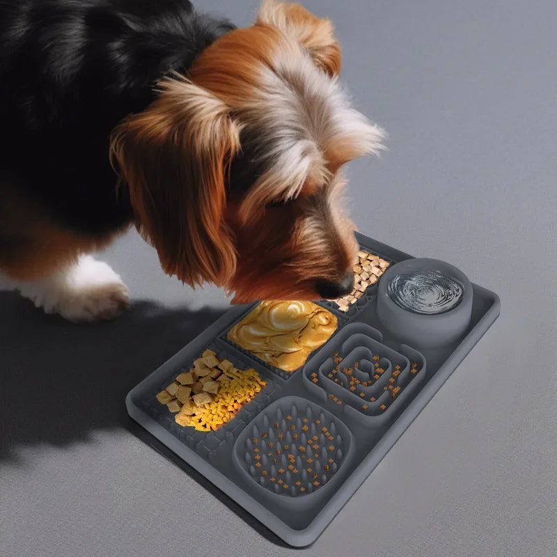 Slow Feeder Bowl Lick Mat for Dogs, Silicone Interactive Pet Food Mat Feeding Licking Pad for Dog Cat, Healthy Eating Puzzle Mat