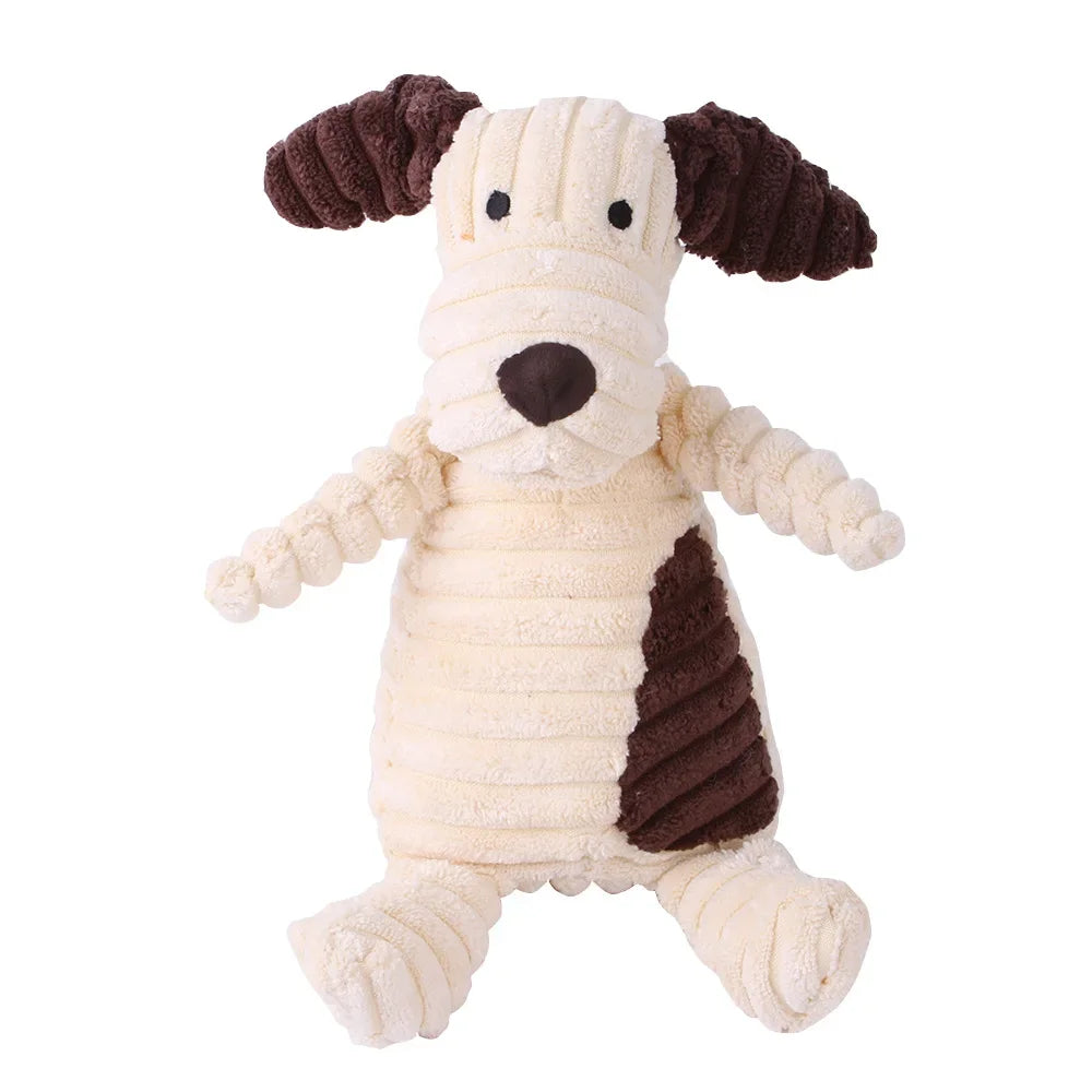 Plush Dog Toy Animals Shape Bite Resistant Squeaky Toys Corduroy Dog Toys for Small Large Dogs Puppy Pets Training