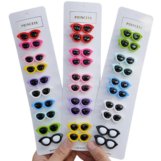 10 Pieces Plastic Pet Hair Clips Sunglasses Shape Hairpin For Small Dog Grooming Hair Accessories