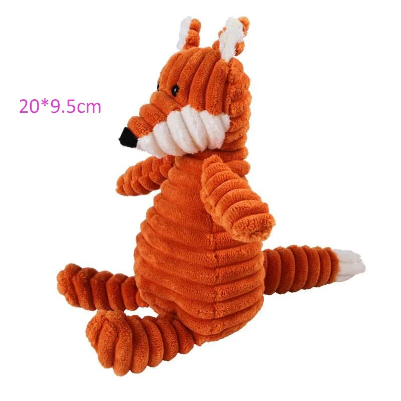 Plush Dog Toy Animals Shape Bite Resistant Squeaky Toys Corduroy Dog Toys for Small Large Dogs Puppy Pets Training