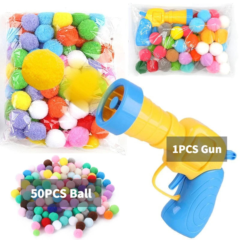 Plush Ball Shooting Gun Cat Toys Interactive Kittens Mini Pompoms Launcher Games Pet Accessories Supplies Indoor Cats Self Play