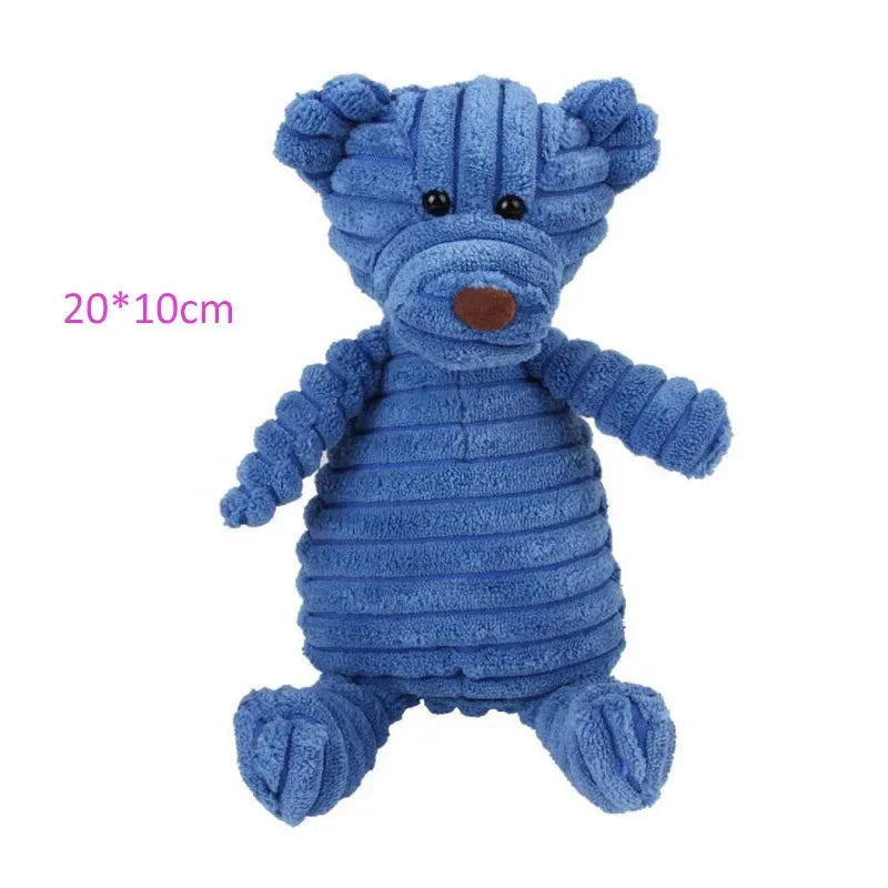 Plush Dog Toy Animals Shape Bite Resistant Squeaky Toys Corduroy Dog Toys for Small Large Dogs Puppy Pets Training