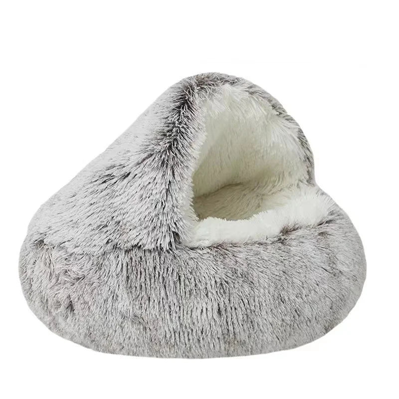 Cat Litter Pet Soft Plush Bed Semi-enclosed Cat Nest Shell Type Cat Bed Puppy Bed