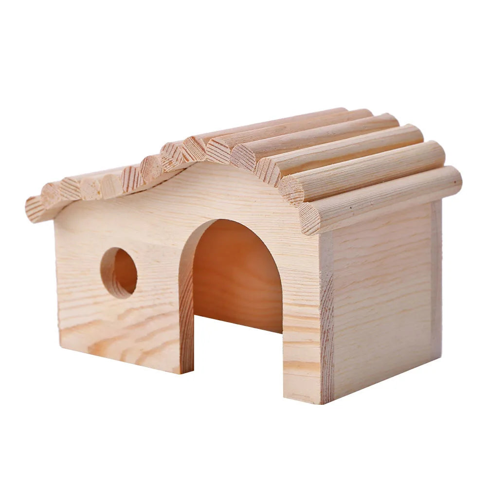 Hamster Hedgehog Sleeping Beds Portable Wood Anti-mite Small Animal Cozy House Evade Assembling Cottage Pet Supplies