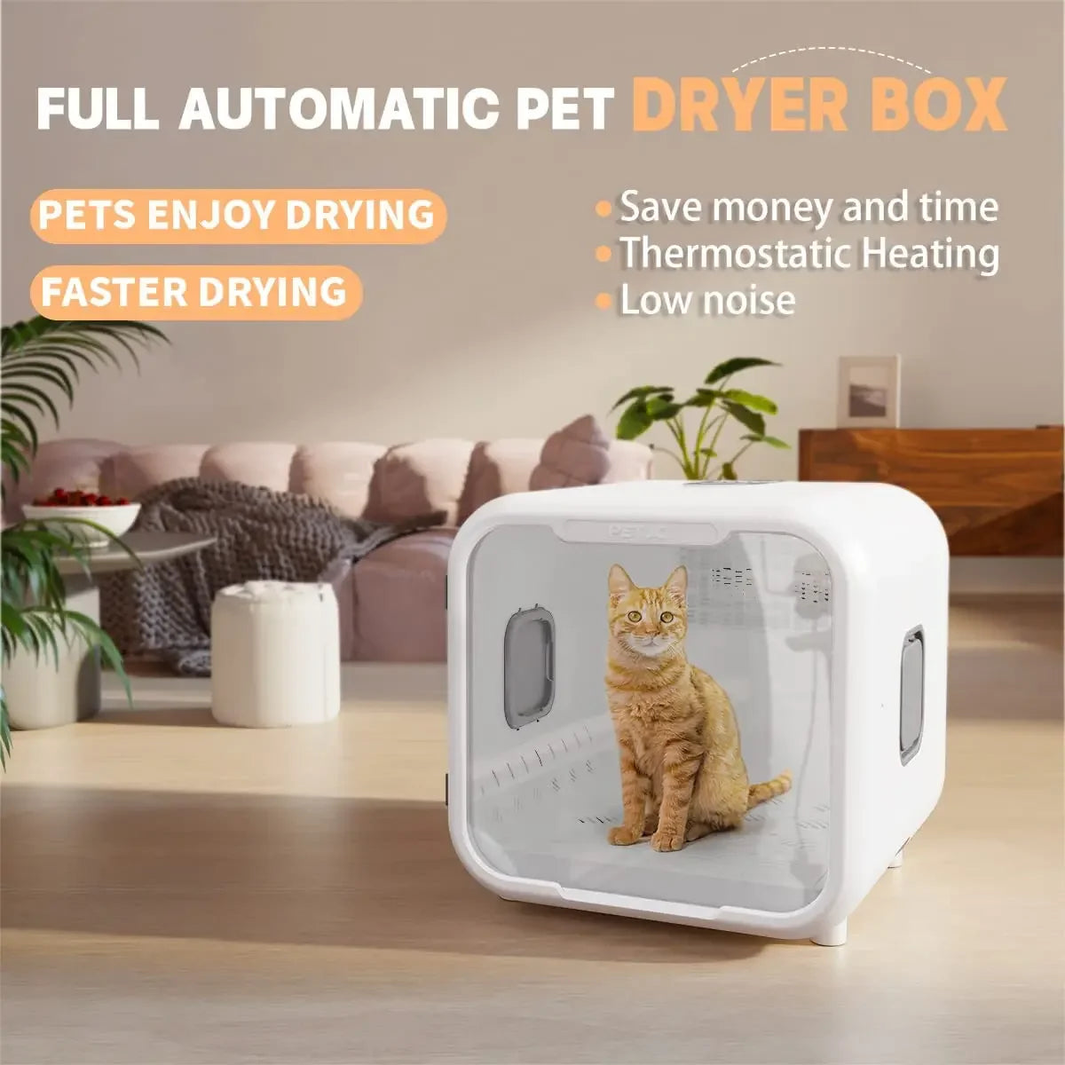 PETJC 66L Pet Dog Hair Dryer Cat Ultraviolet Sterilization Drying Box Automatically Mute Noise Pet Hair Dryers for Cat Puppies