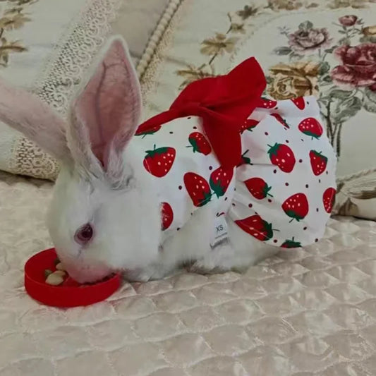 Cute Print Rabbit Clothes Summer Pet Dresses with Bow for  Rabbits Small Animals Clothing Outfit Bunny Dress Pet Supplies