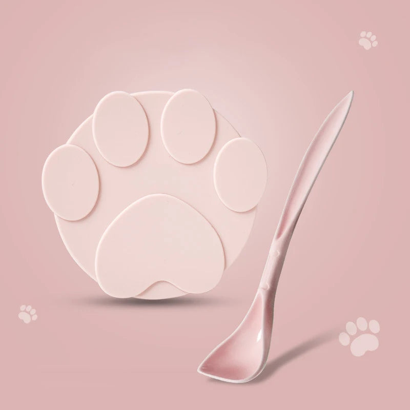 Portable Silicone Dog Cat Canned Lid 2-in-1Food Sealer Spoon Pet Food Cover Storage Fresh-keeping Lids Bowl Dog Accessories