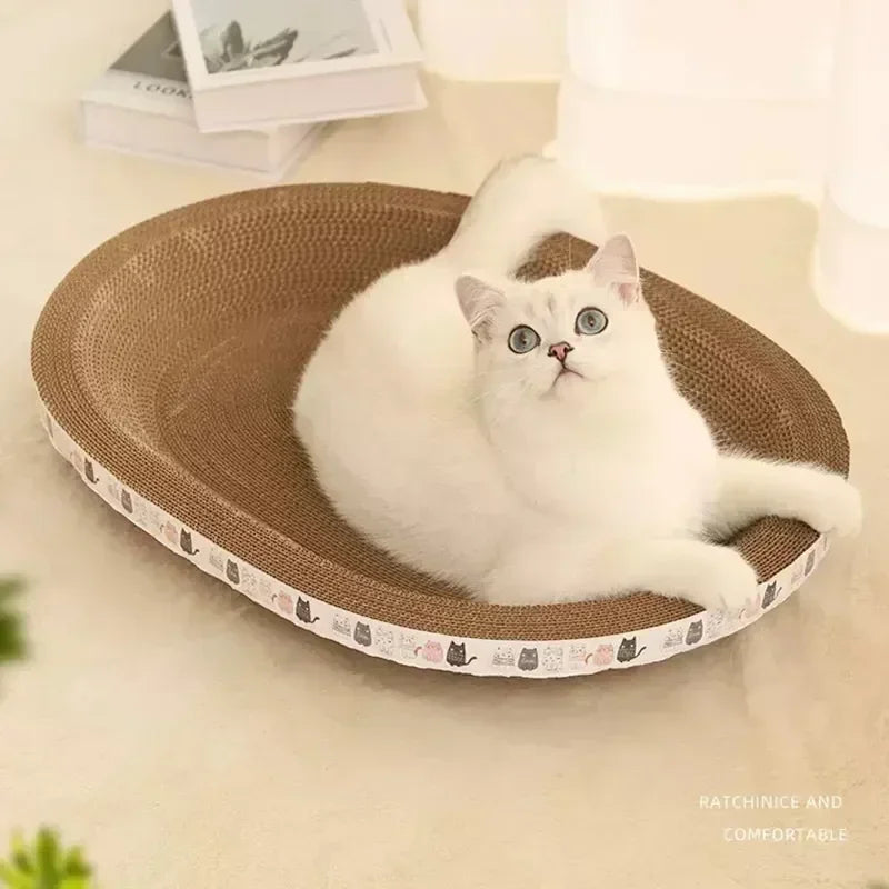 Corrugated Cat Scratcher Cat Scrapers Round Oval Grinding Claw Toys for Cats Wear-Resistant Cat Bed Nest Cat