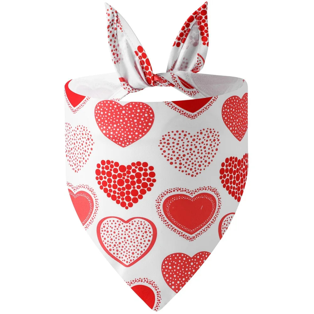 Sucado Valentine's Day Dog Bandana Triangle Bib Scarf with Heart and Love Patterns Pet Neckerchief Accessories for Puppy Cat