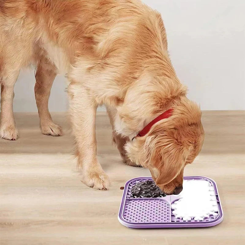 Pet Slow Food Plate Dog Bathing Distraction Silicone Pet Lick Silicone Mat for Dogs Dog Sucker Food Training Dog Feeder Supplies