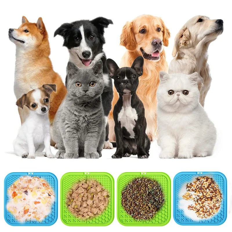 Pet Slow Food Plate Dog Bathing Distraction Silicone Pet Lick Silicone Mat for Dogs Dog Sucker Food Training Dog Feeder Supplies