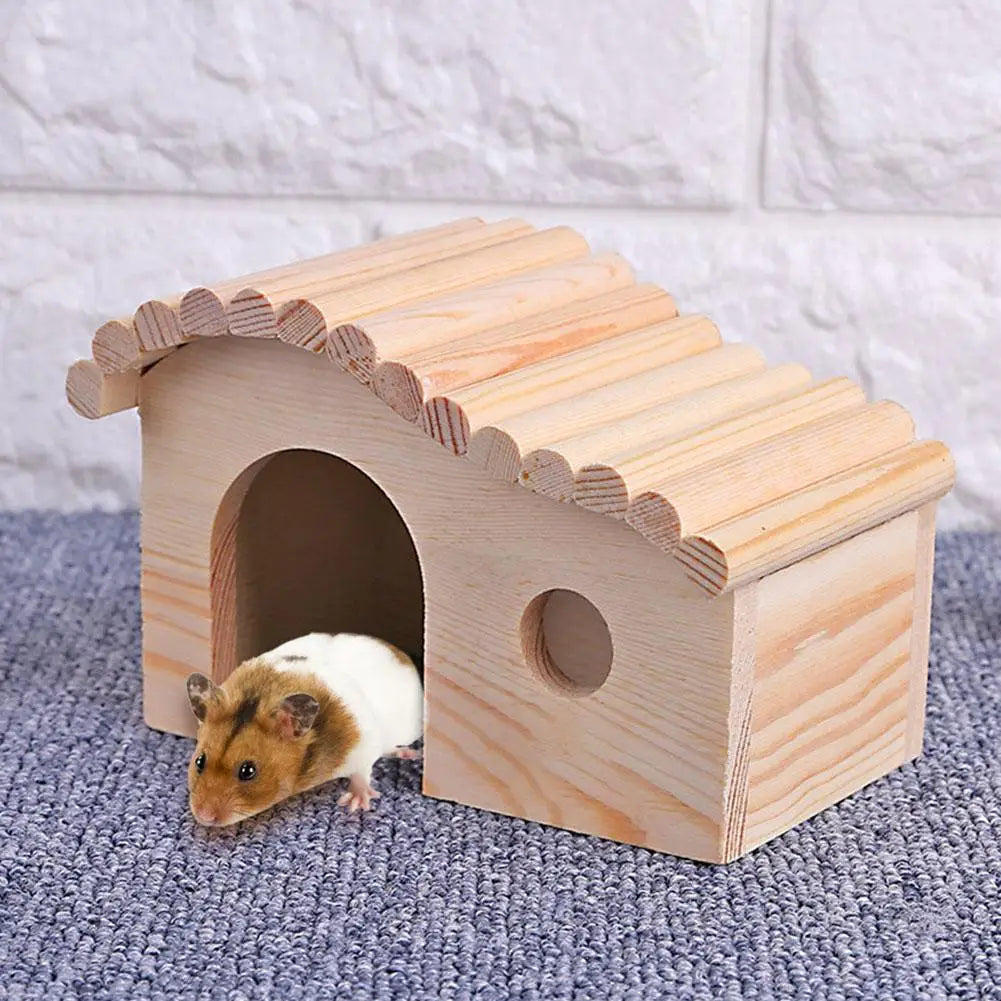 Hamster Hedgehog Sleeping Beds Portable Wood Anti-mite Small Animal Cozy House Evade Assembling Cottage Pet Supplies