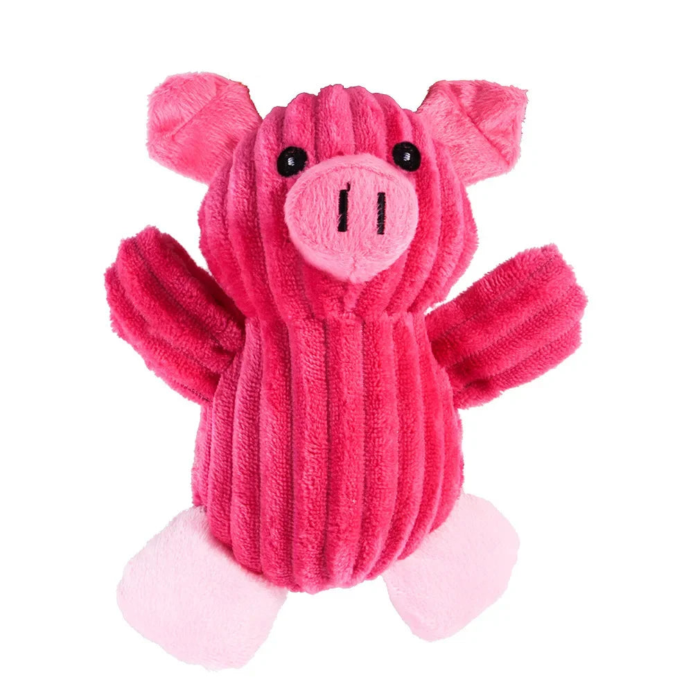 Plush Dog Toy Animals Shape Bite Resistant Squeaky Toys Corduroy Dog Toys for Small Large Dogs Puppy Pets Training