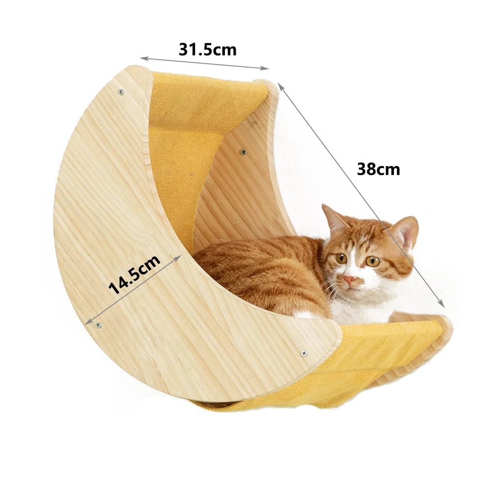 1PC Cat Tree Wall Mounted Cat Shelves Scratching Post for Cat Jumping Platform and Cat Hammock Rope Ladder Wall Wooden Furniture