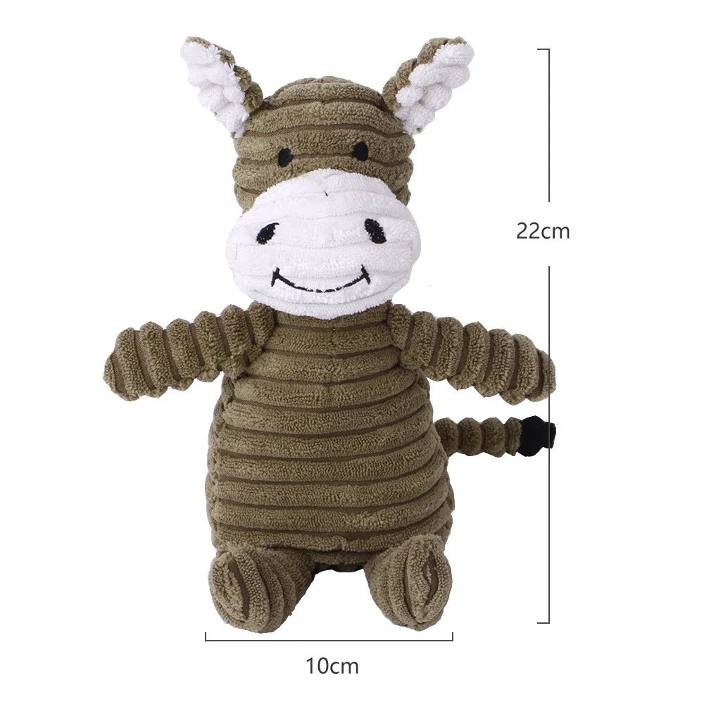 Plush Dog Toy Animals Shape Bite Resistant Squeaky Toys Corduroy Dog Toys for Small Large Dogs Puppy Pets Training