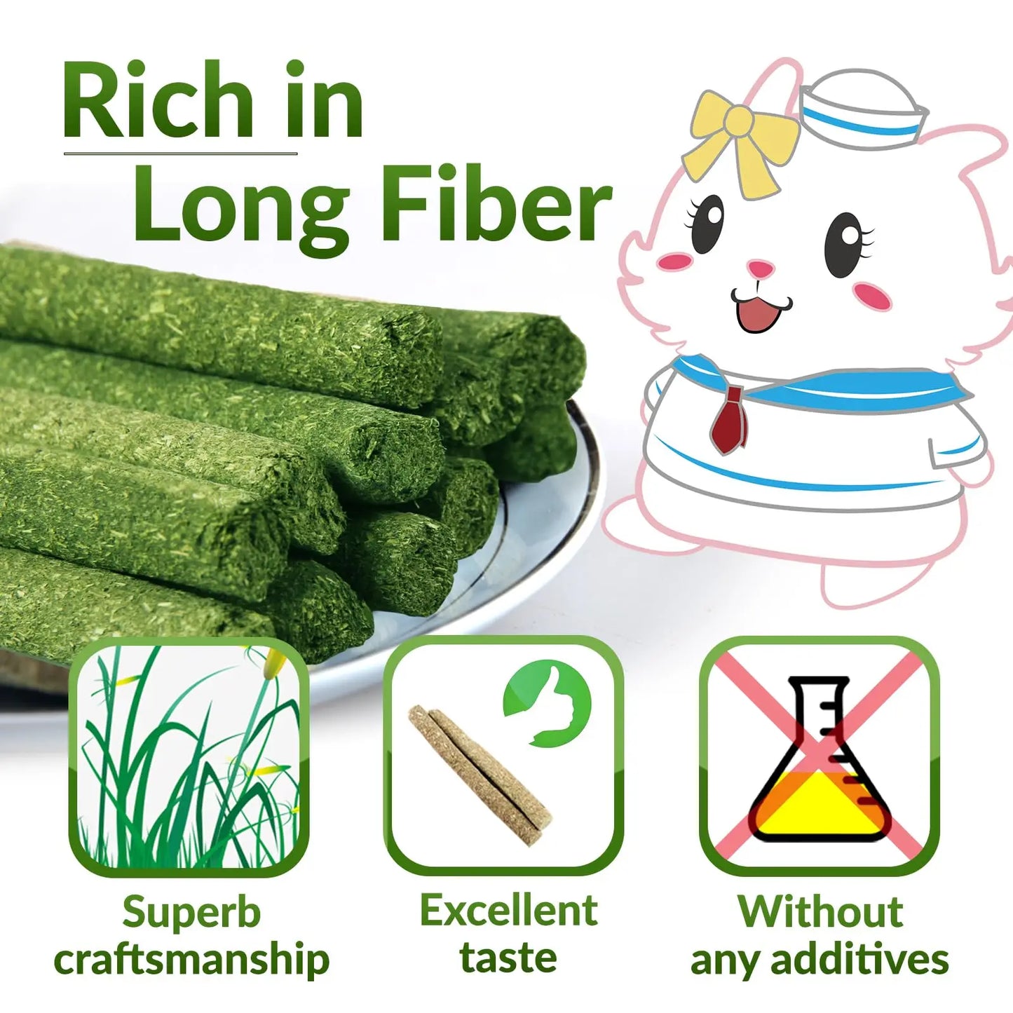 Timothy Hay Sticks for Rabbits 38PCS, Natural Timothy Grass Molar Teeth Stick Chew Toys for Bunnies Chinchillas Guinea Pigs