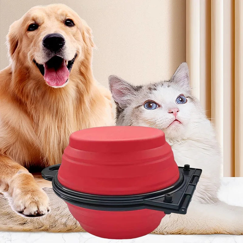 Collapsible Dog Bowls, Portable Travel Pet Feeder Bowl, 2 in 1 Expandable Silicone Pet Food & Water Double Bowl, Cat Feeder Dish with Carabiner for Walking, Traveling, Hiking, Camping