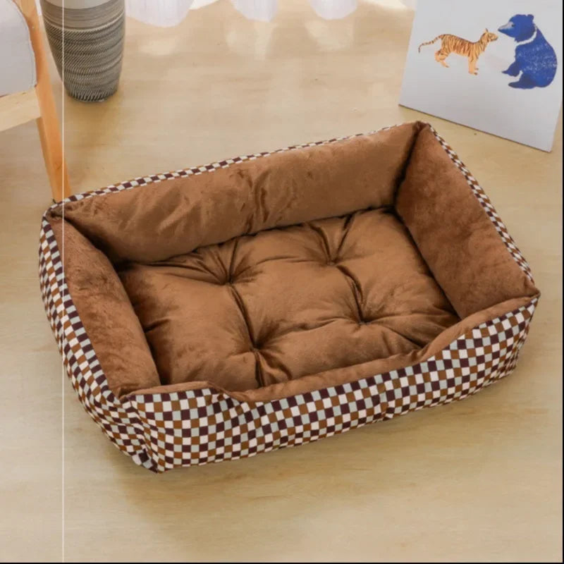 bed for Dog Cat Pet Square Plush Kennel Medium Small Dog Sofa Bed Cushion Pet Calming Dog Bed House Pet Supplies Accessories