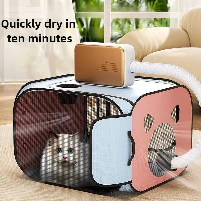 Pet Drying Box Cats Dryer Cage Pet Bathing Dog Grooming Collapsible Breathable and Bite-resistant Drying Box Cat Clean Box