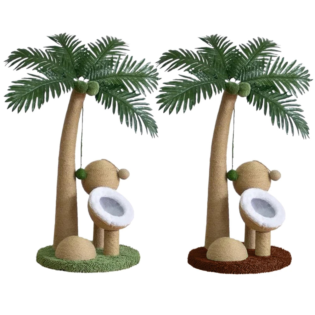 Coconut Tree Cat Scratching Post Interactive Cat Sisal Scratcher 28 Inch Natural Sisal Rope Cat Tree for Small Medium Cats