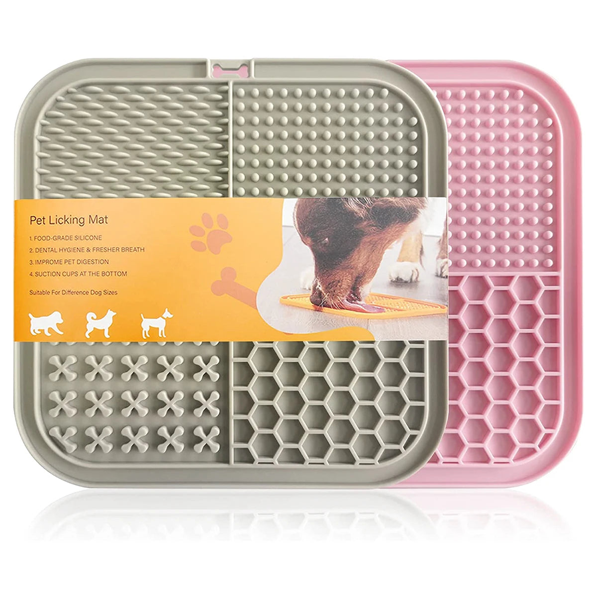 Poursweet Dog Lick Mat with Suction Cups Slow Feeders Licking Pet Anxiety Relief Cat Training for Food, Yogurt, Peanut Butter