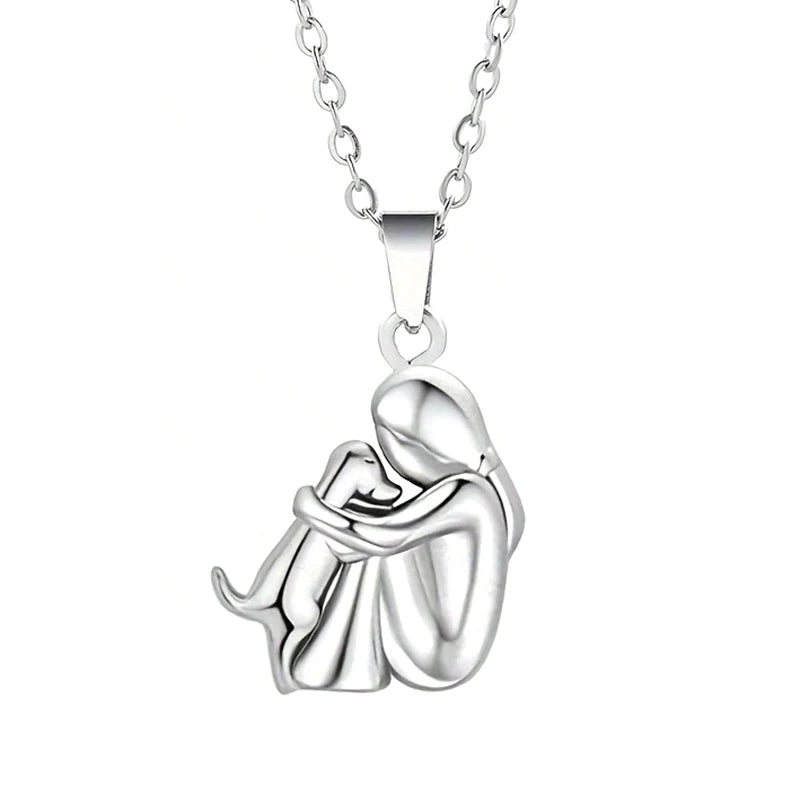 925 Sterling Silver Hug Necklace For Women And Men, 14K Yellow Gold Hugged Dog Necklace, Mom And Hug, Hug Angel Wings Pendant, Two Hands Hugs And Kisses Necklace, Hugging Necklaces For Women