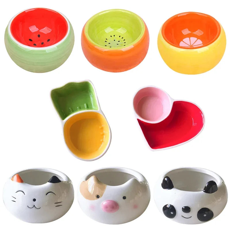 Hamster Ceramic Feeder Bowl Food Dish Small Animal Water Food Feeding Bowl for Gerbil Chinchilla Rat Ferret Hedgehog