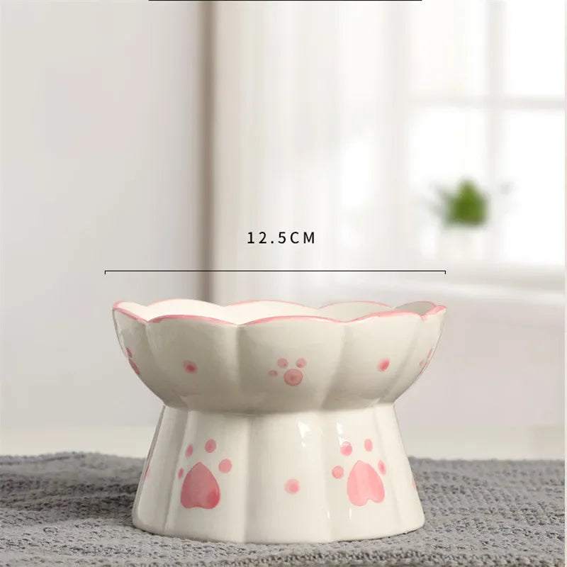 Cat Ceramic Food Bowl Elevated Pet Drinking Eating Feeders Small Puppy Dogs Snack Water Bowls Set Cats Feeding