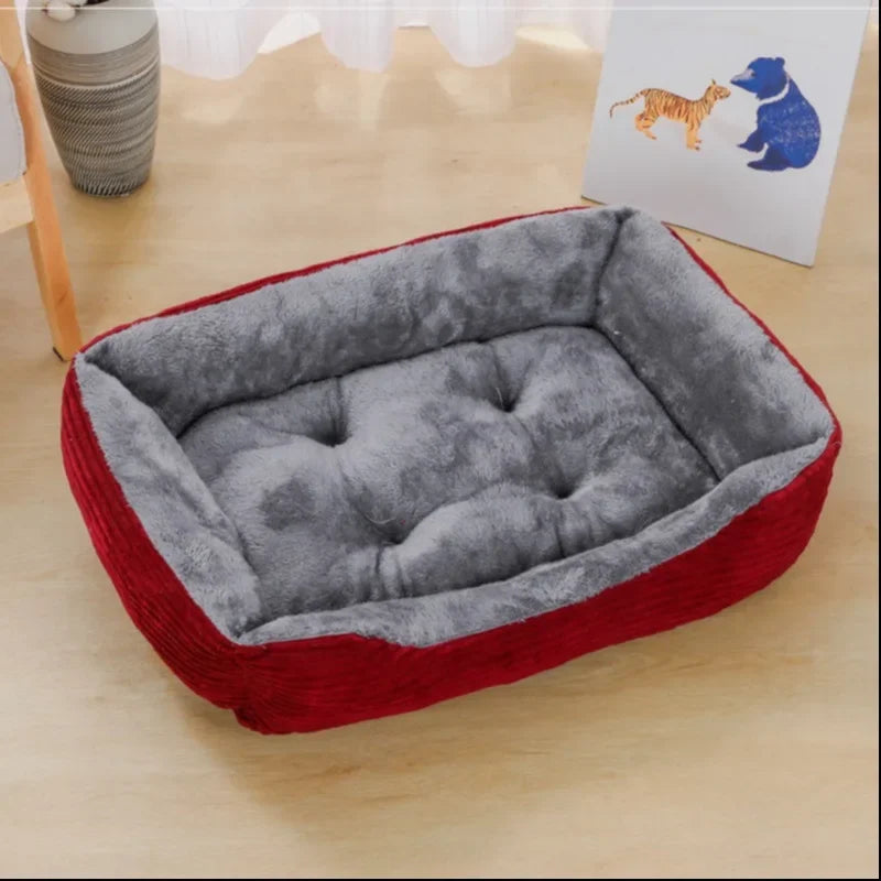 bed for Dog Cat Pet Square Plush Kennel Medium Small Dog Sofa Bed Cushion Pet Calming Dog Bed House Pet Supplies Accessories