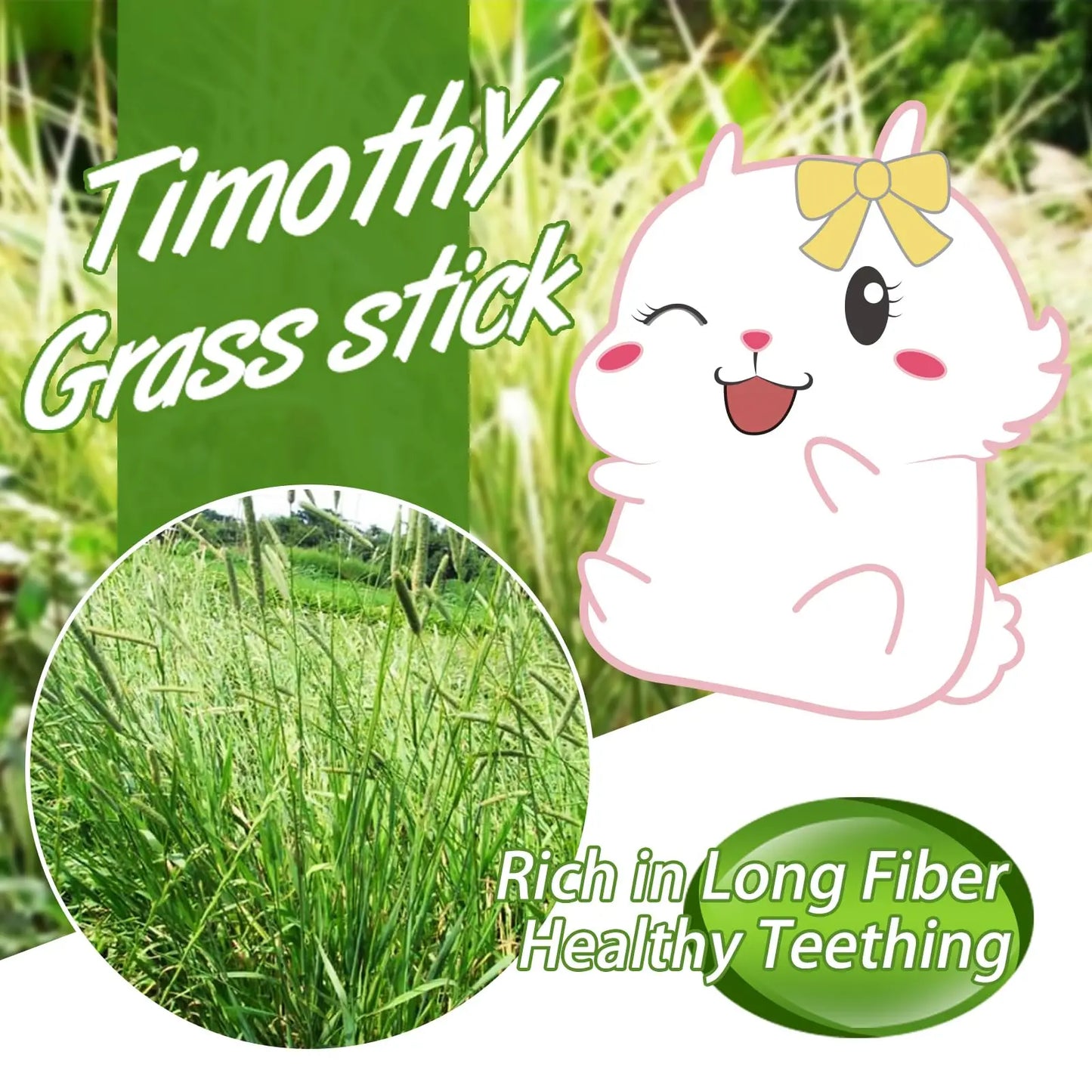 Timothy Hay Sticks for Rabbits 38PCS, Natural Timothy Grass Molar Teeth Stick Chew Toys for Bunnies Chinchillas Guinea Pigs