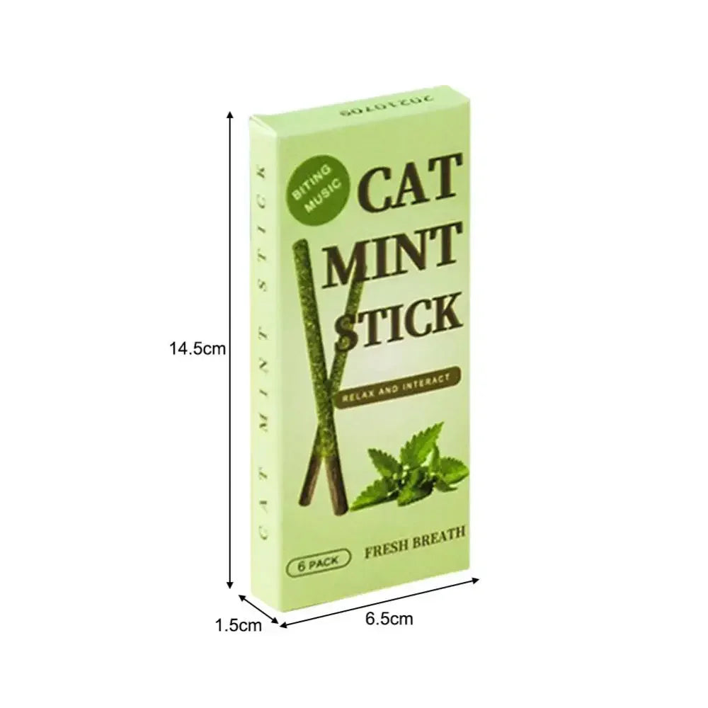 6pcs/Box Natural Matatabi Cat Mint Stick Silver Vine Caught Bite Excited Rods Silvervine For Teeth Cleaning Treating Toys