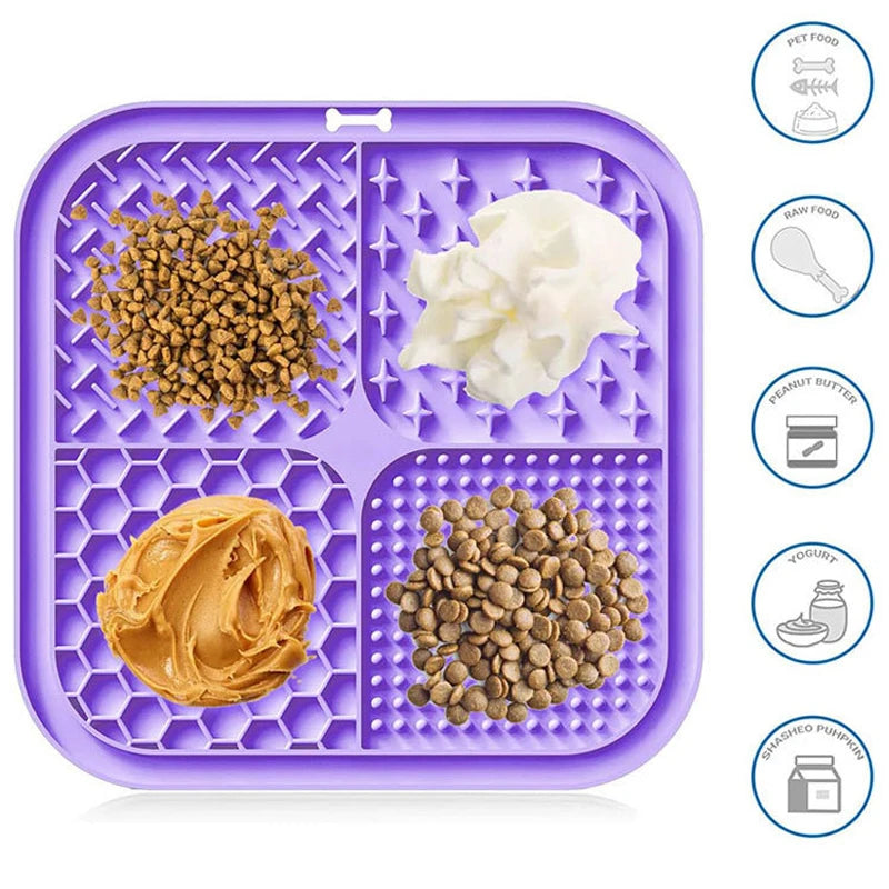 Pet Slow Food Plate Dog Bathing Distraction Silicone Pet Lick Silicone Mat for Dogs Dog Sucker Food Training Dog Feeder Supplies