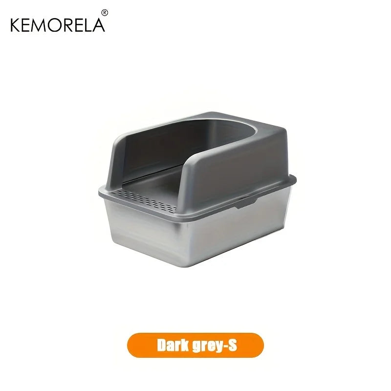 XL 60/50CM Stainless Steel Litter Box With Lid High Side Large Litter Box Suitable For Large and Small Cats Does Not Absorb Odor