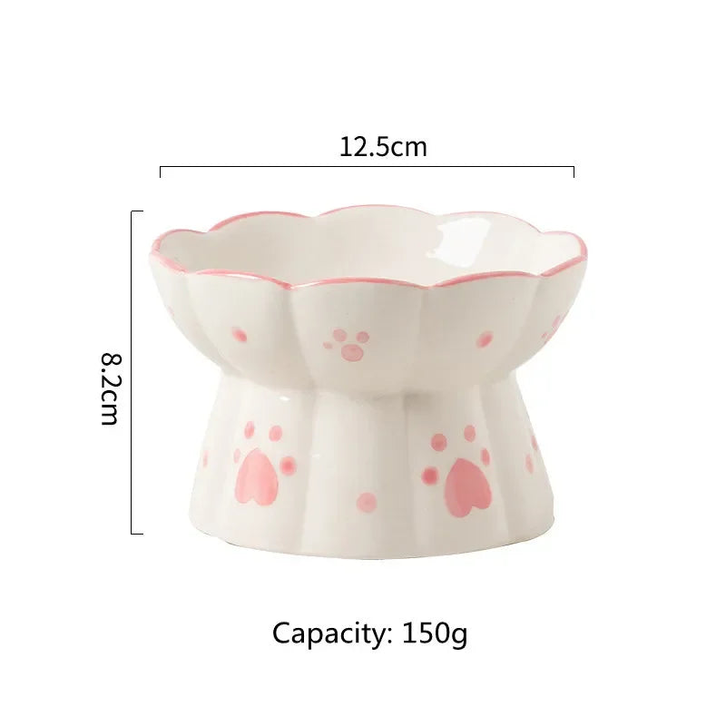 Cat Ceramic Food Bowl Elevated Pet Drinking Eating Feeders Small Puppy Dogs Snack Water Bowls Set Cats Feeding